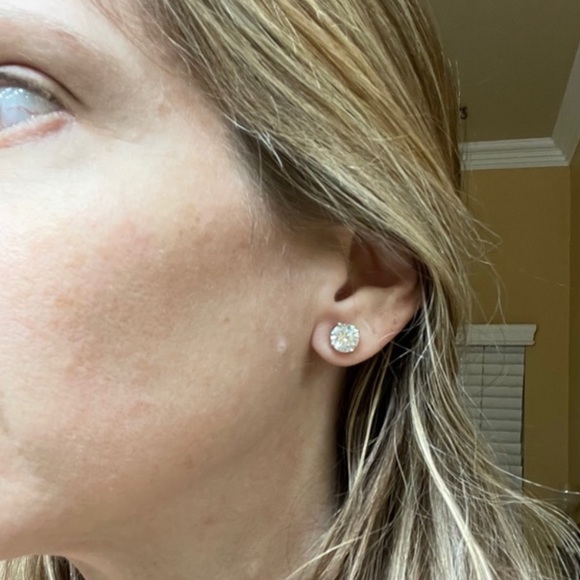 4tcw Stud Earrings - 14k Gold or Rhodium over Sterling Silver - Picture 5 of 8